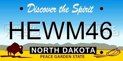 HEWM46 North Dakota License Plate