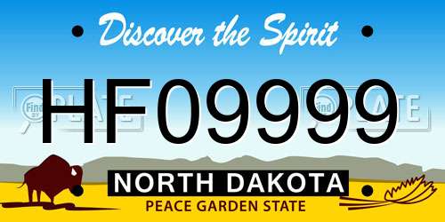 HF09999 North Dakota License Plate