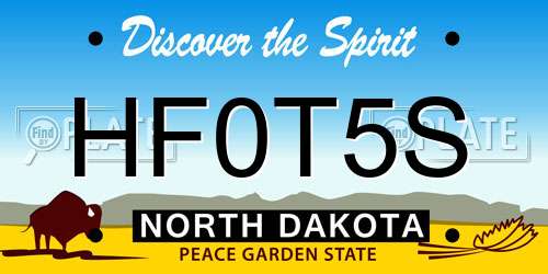 HF0T5S North Dakota License Plate