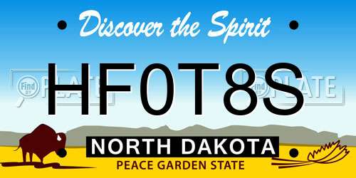 HF0T8S North Dakota License Plate