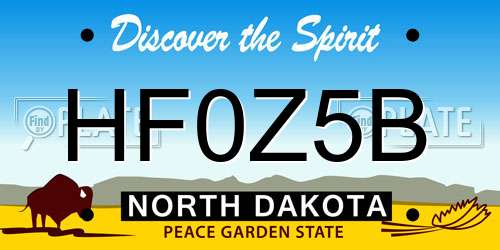 HF0Z5B North Dakota License Plate