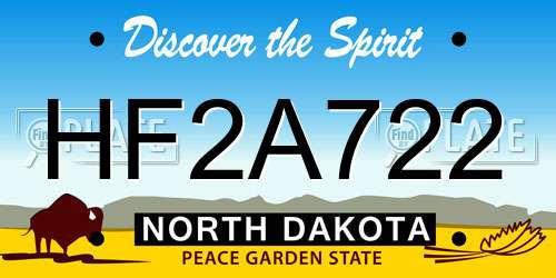 HF2A722 North Dakota License Plate