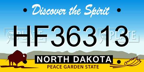 HF36313 North Dakota License Plate