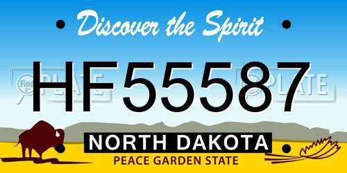 HF55587 North Dakota License Plate