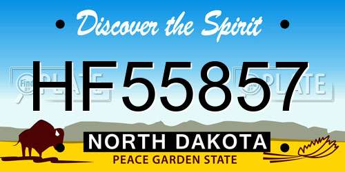 HF55857 North Dakota License Plate
