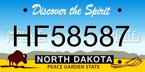 HF58587 North Dakota License Plate