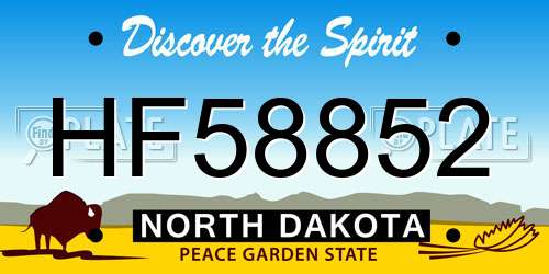 HF58852 North Dakota License Plate