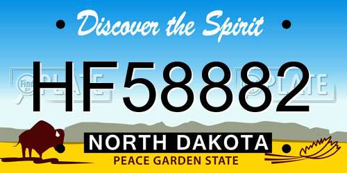HF58882 North Dakota License Plate