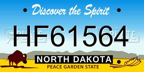 HF61564 North Dakota License Plate