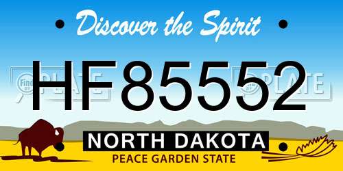 HF85552 North Dakota License Plate
