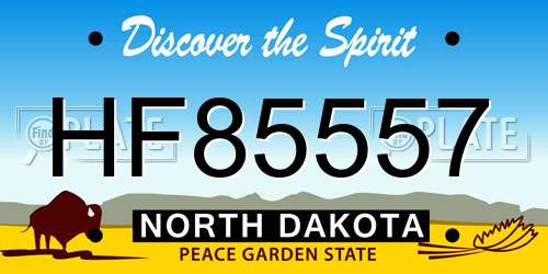 HF85557 North Dakota License Plate