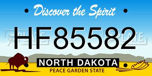 HF85582 North Dakota License Plate