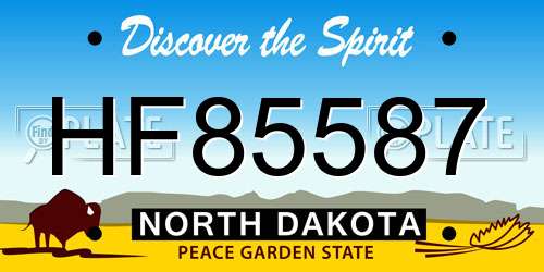 HF85587 North Dakota License Plate