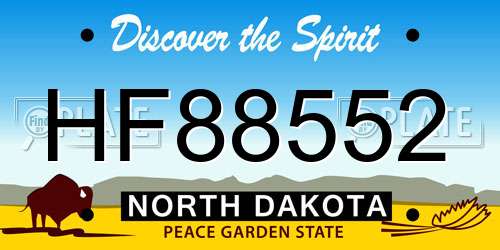 HF88552 North Dakota License Plate