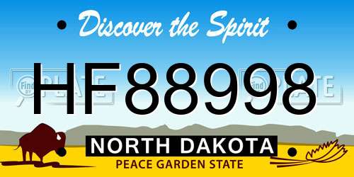 HF88998 North Dakota License Plate