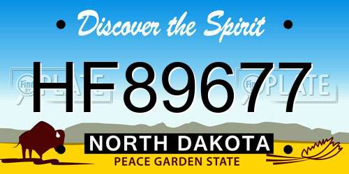 HF89677 North Dakota License Plate