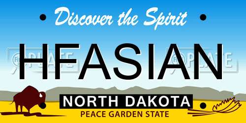 HFASIAN North Dakota License Plate