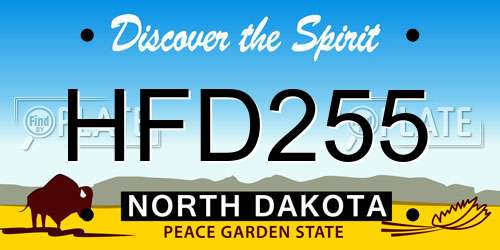 HFD255 North Dakota License Plate