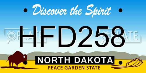 HFD258 North Dakota License Plate