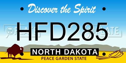 HFD285 North Dakota License Plate