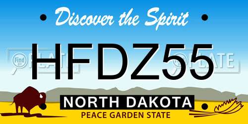 HFDZ55 North Dakota License Plate