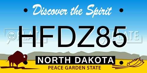 HFDZ85 North Dakota License Plate