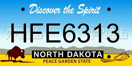 HFE6313 North Dakota License Plate