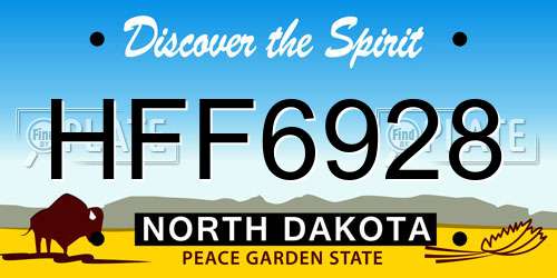 HFF6928 North Dakota License Plate