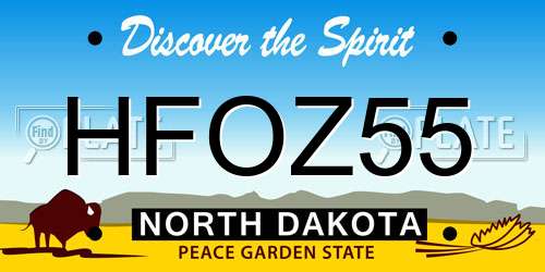 HFOZ55 North Dakota License Plate