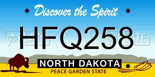 HFQ258 North Dakota License Plate