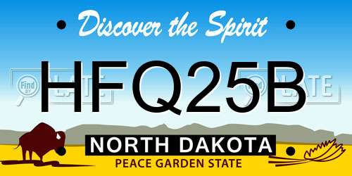 HFQ25B North Dakota License Plate