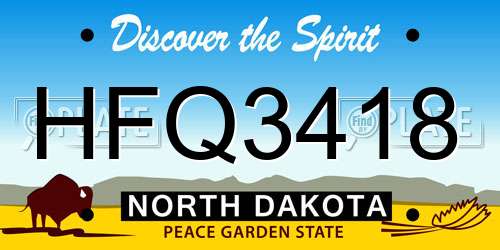 HFQ3418 North Dakota License Plate