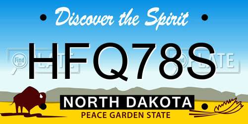 HFQ78S North Dakota License Plate