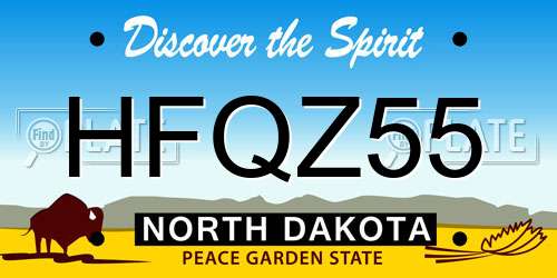 HFQZ55 North Dakota License Plate