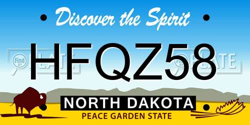HFQZ58 North Dakota License Plate