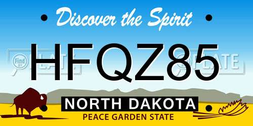 HFQZ85 North Dakota License Plate