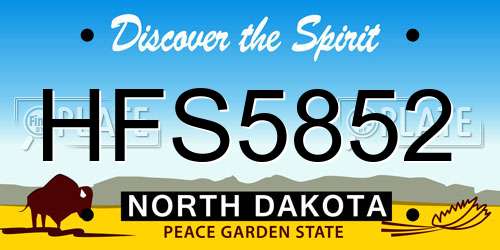 HFS5852 North Dakota License Plate