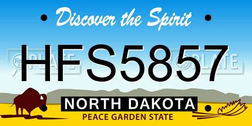 HFS5857 North Dakota License Plate