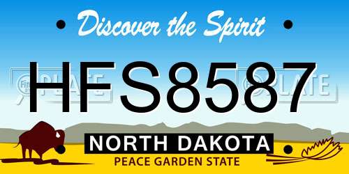HFS8587 North Dakota License Plate
