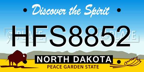 HFS8852 North Dakota License Plate