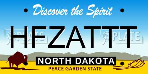 HFZATTT North Dakota License Plate