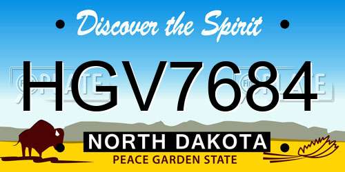 HGV7684 North Dakota License Plate