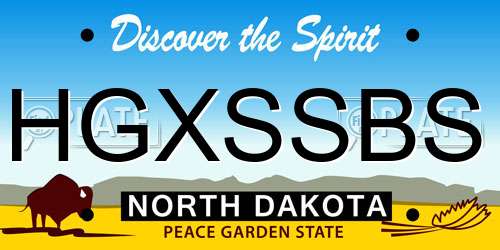 HGXSSBS North Dakota License Plate