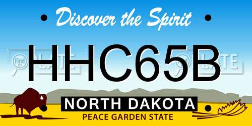 HHC65B North Dakota License Plate
