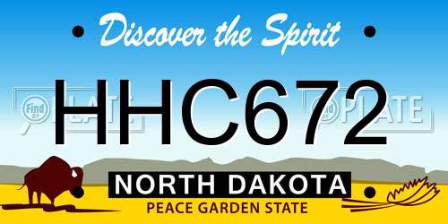 HHC672 North Dakota License Plate