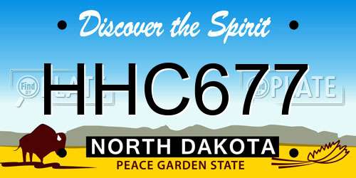 HHC677 North Dakota License Plate