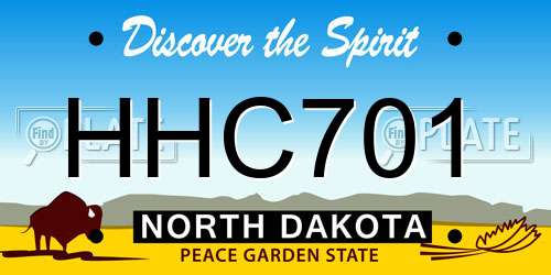 HHC701 North Dakota License Plate