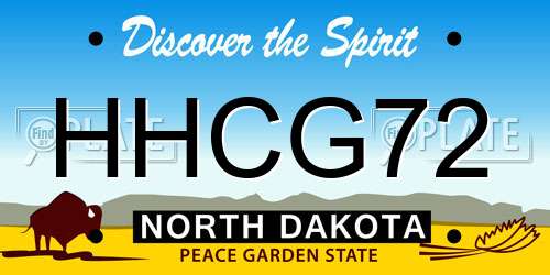 HHCG72 North Dakota License Plate