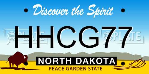 HHCG77 North Dakota License Plate