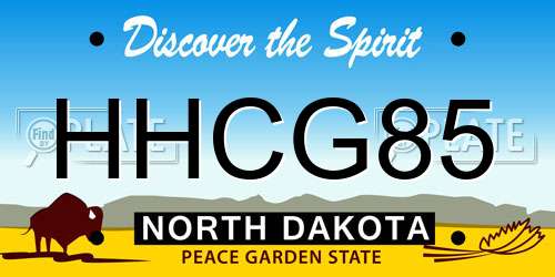 HHCG85 North Dakota License Plate